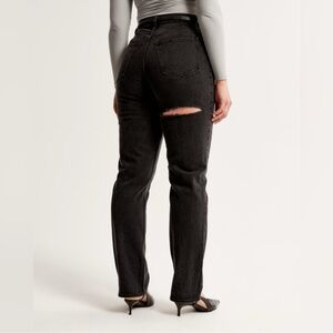 Abercrombie & fitch the 90s straight ultra high rise black jeans size 4 long